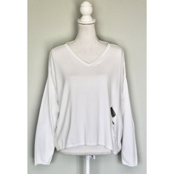 PLANET By LAUREN G White Ripped Cut Out Oversized Sweater, One Size XS S M L - Picture 1 of 11